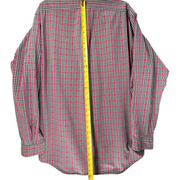 Ralph Lauren Mens XL Classic Fit Red Green Plaid Button-Down Shirt Long Sleeve - Picture 9 of 10
